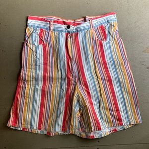 Lucy & Yak Organic Cotton Shorts 34/32 Womens Orange Rainbow Striped